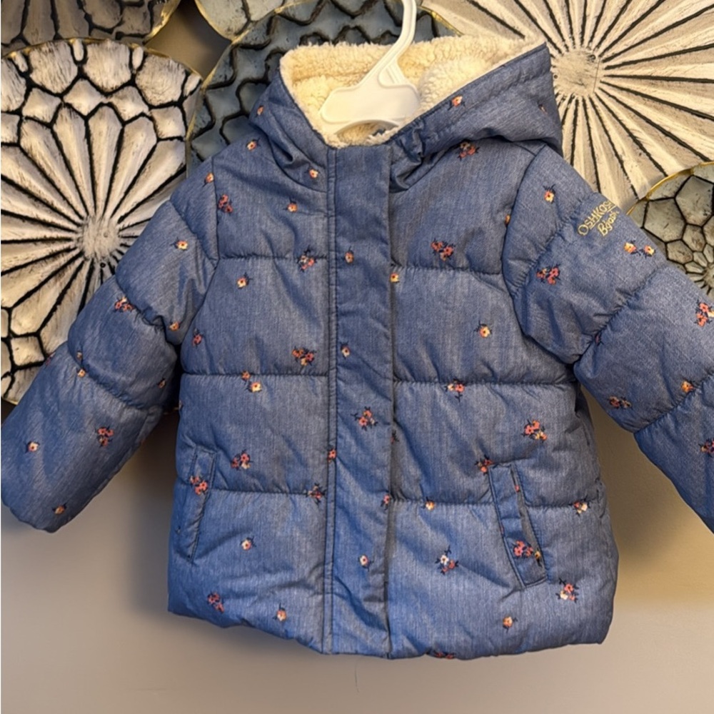 OshKosh B'gosh Denim Blue Floral Puffer Jacket